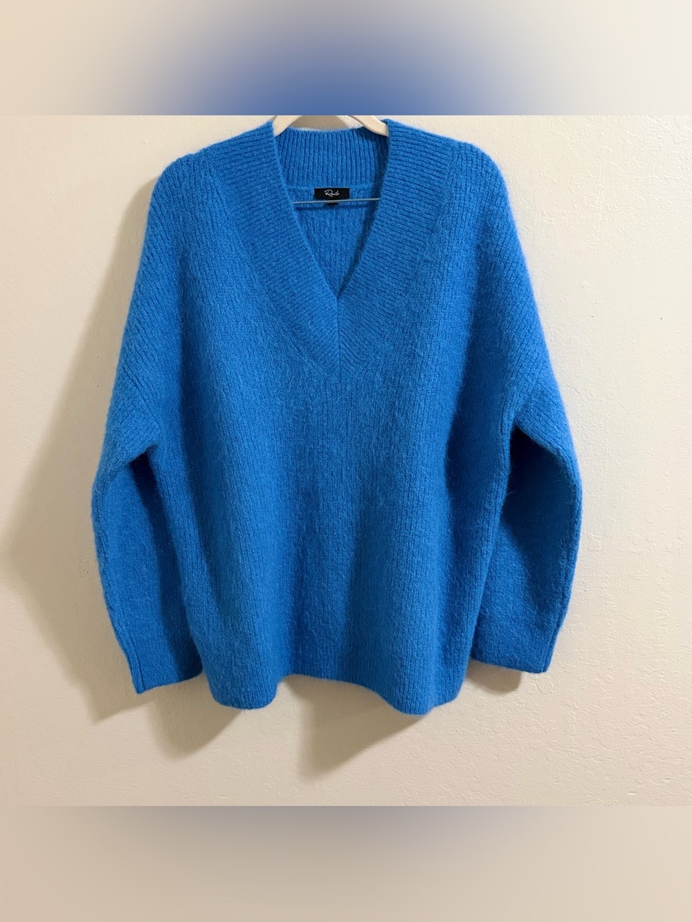 RAILS Jodie Blue V Neck Oversized Ribbed Slouchy Cozy Sweater M Alpaca blend - Picture 2 of 12